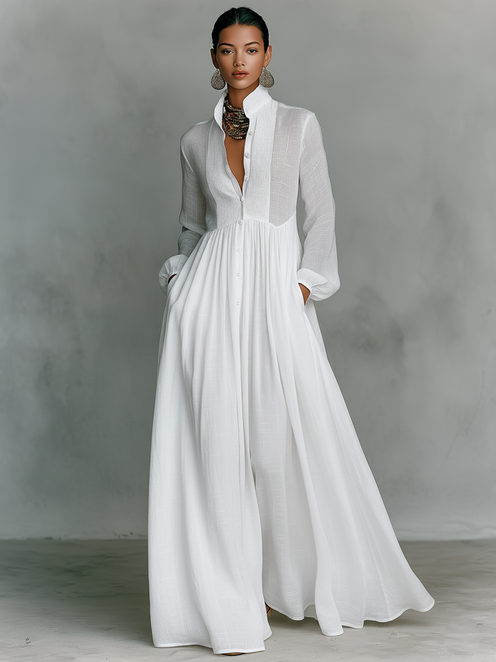 Agnes | Cotton Linen Patchwork Single-breasted
