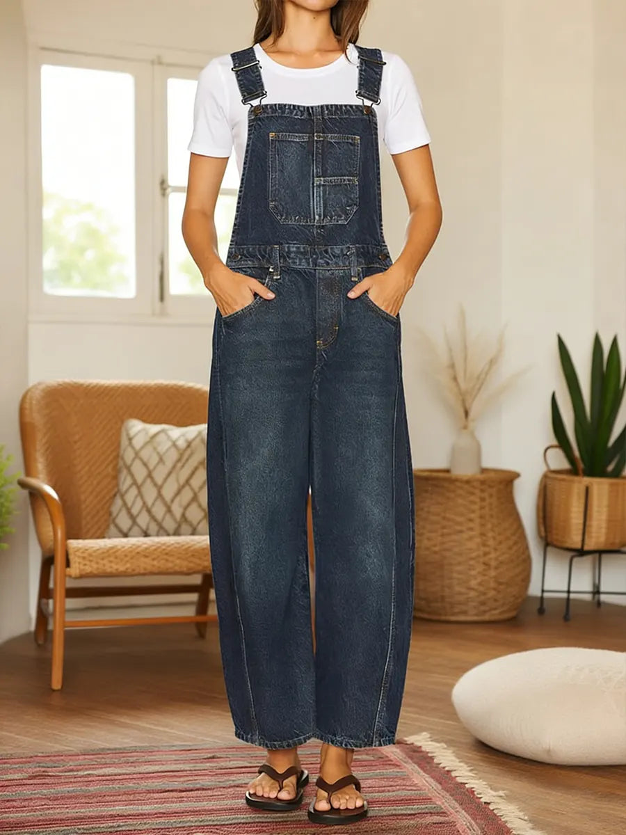 Nora | Denim Dungaree Jumpsuit with Pockets
