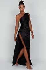 Celeste™ | Women's Wedding Guest Satin One Shoulder Bodycon Dress