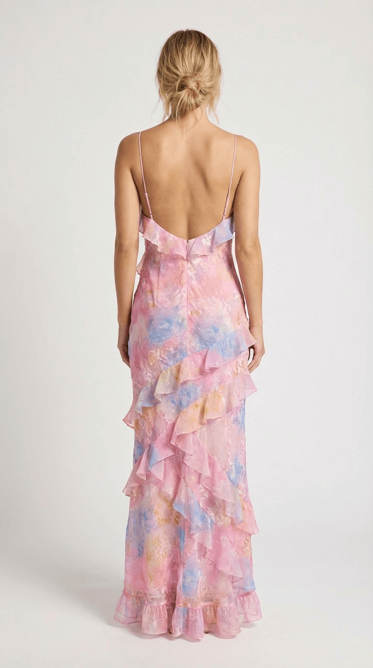 Ella Pastel Long Dress with Ruffles