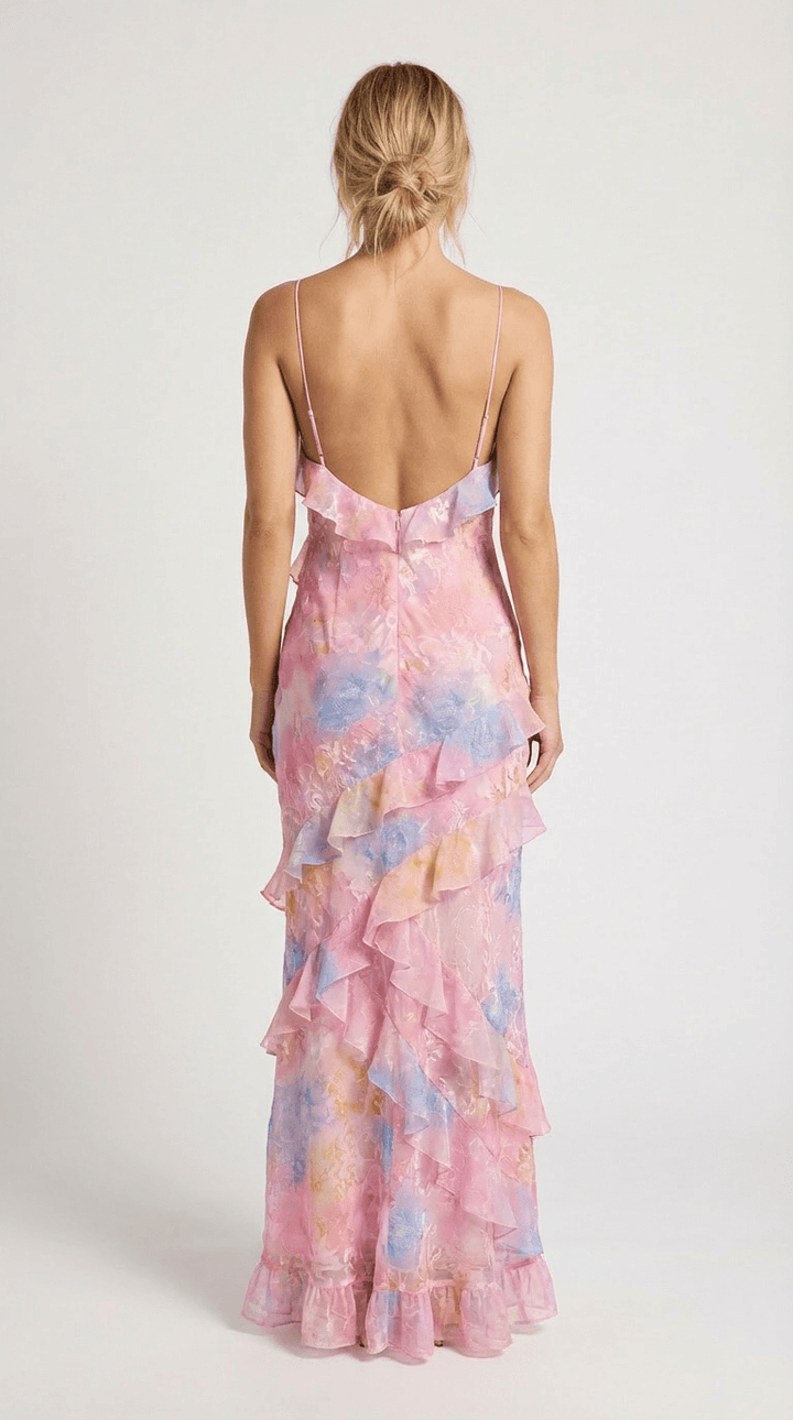 Ella Pastel Long Dress with Ruffles