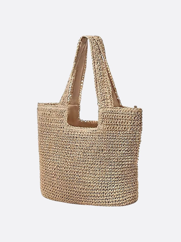 Nora | Crocheted Large Straw Bag with Double Shoulder Straps