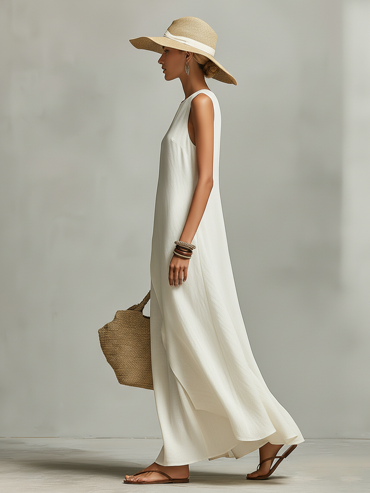 Audrey | Ivory Breathable Linen Dress