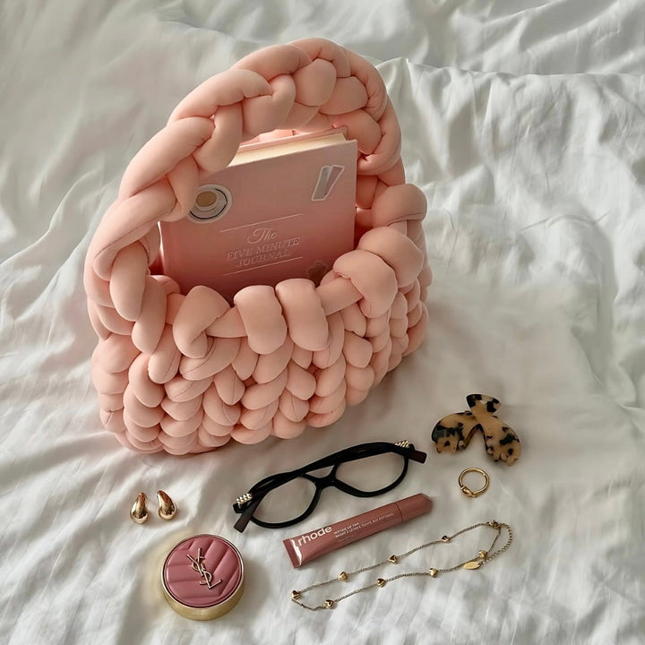Aurora | White Mini Chunky Knit Bag