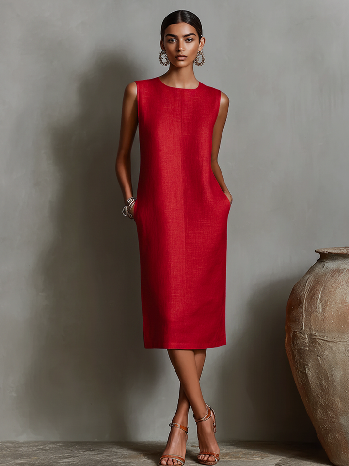 Amara | Orange Linen Shift Dress
