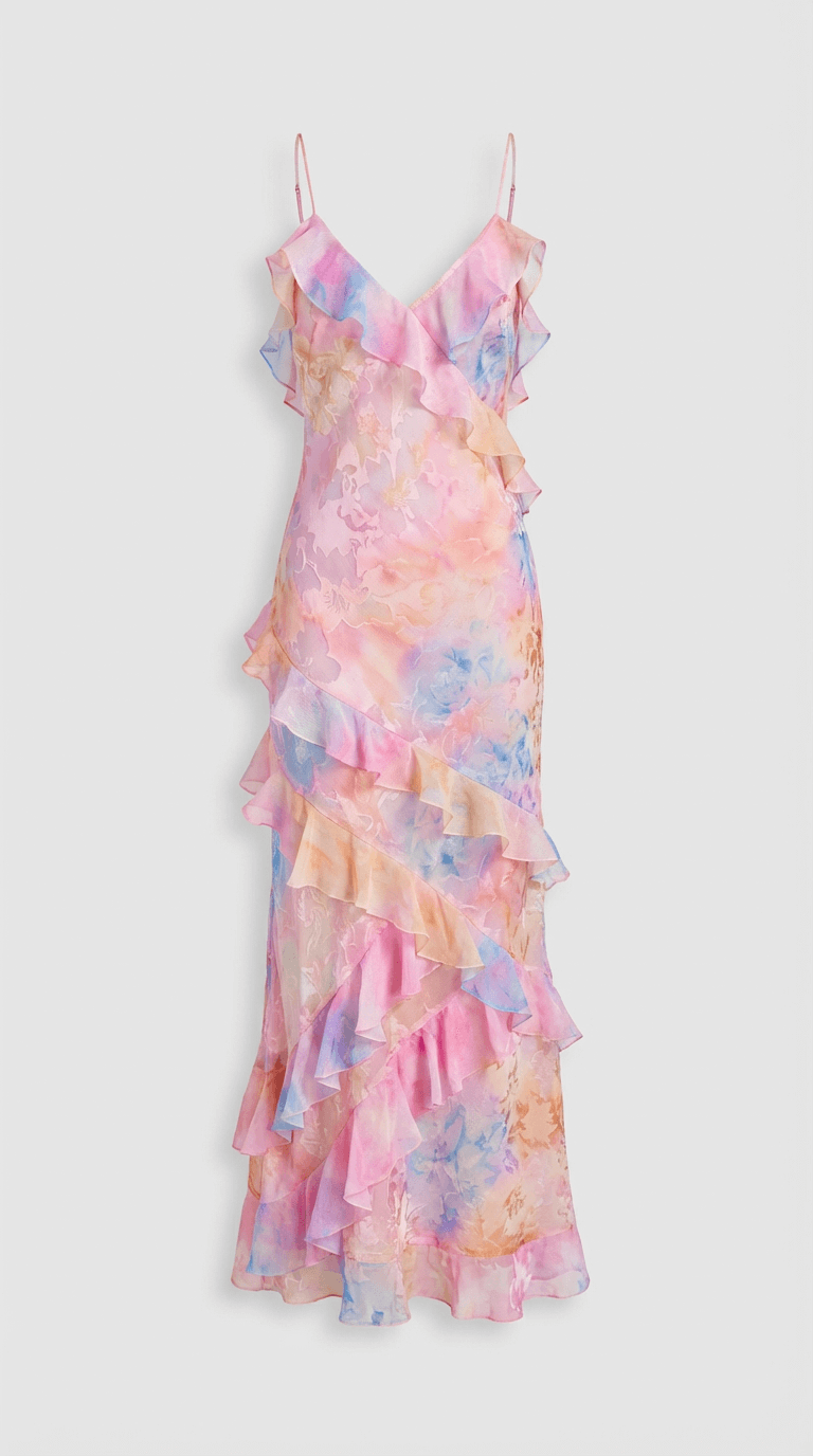 Ella Pastel Long Dress with Ruffles