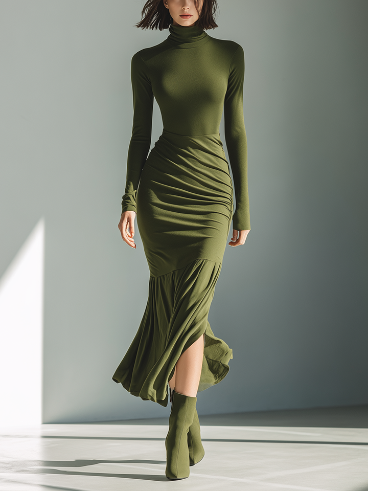 Nancy | Army Green Stretch Knit