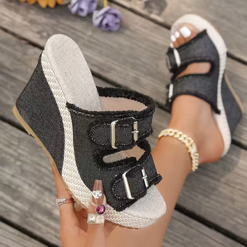 Atelier | Wedge Sandals with Frayed Edge