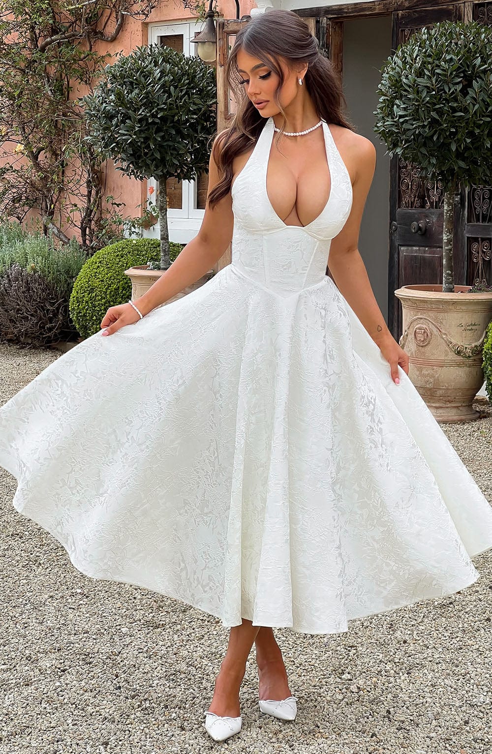 Caroline™ | Women's Wedding Guest Embellished V-Neck Dress