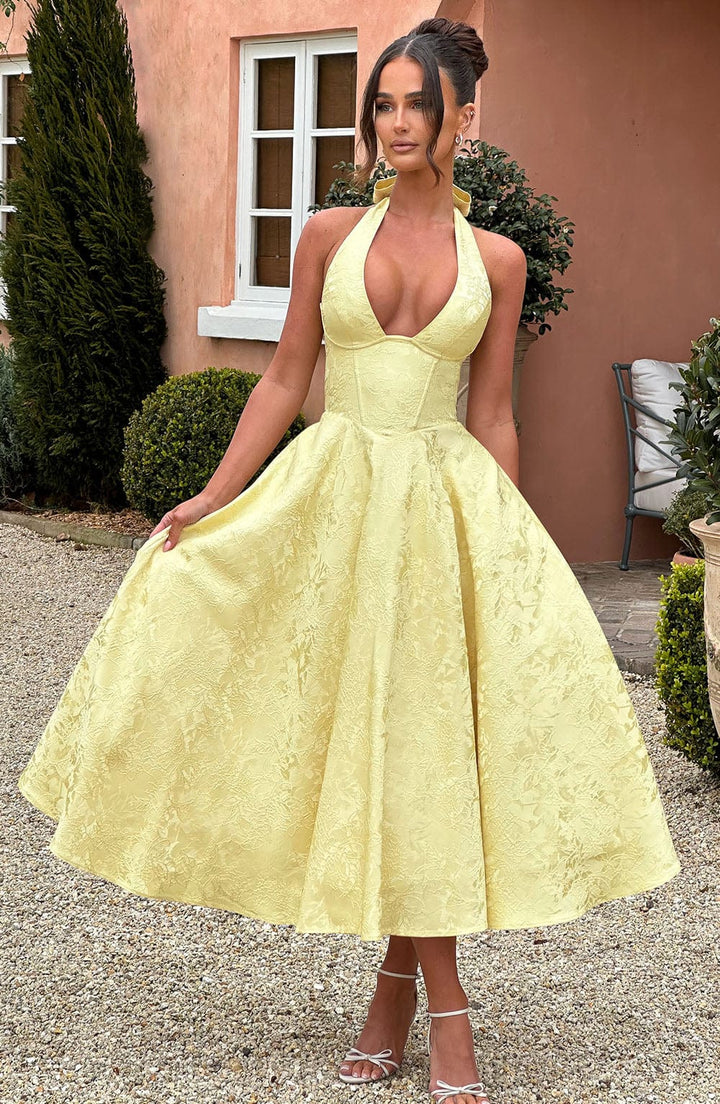 Caroline™ | Women's Wedding Guest Embellished V-Neck Dress