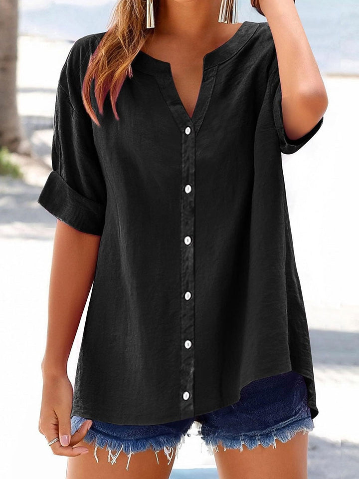 Hana | V Neck Button Blouse