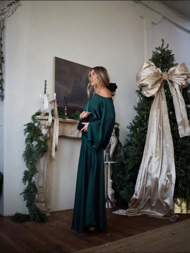 Alfy™ - Convertible Top with Draping and Maxi-Length A-Line Skirt