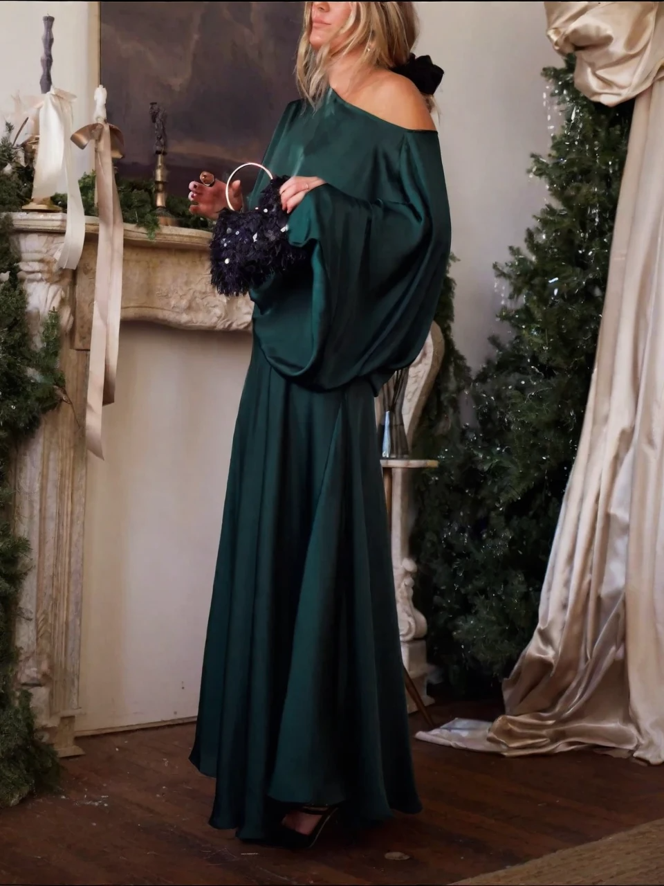 Alfy™ - Convertible Top with Draping and Maxi-Length A-Line Skirt