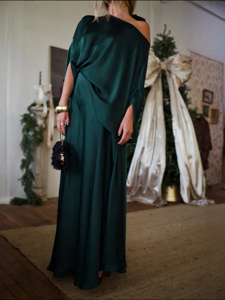 Alfy™ - Convertible Top with Draping and Maxi-Length A-Line Skirt