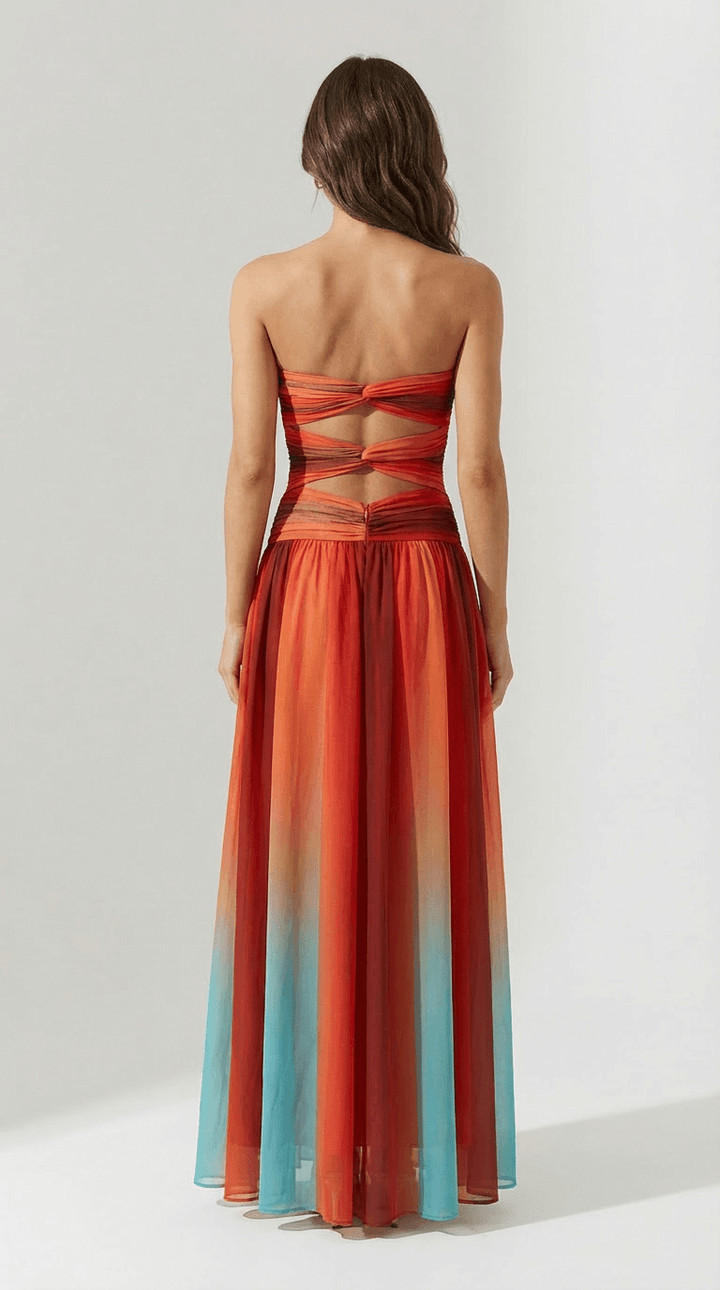 Claire Red Strapless Maxi Dress