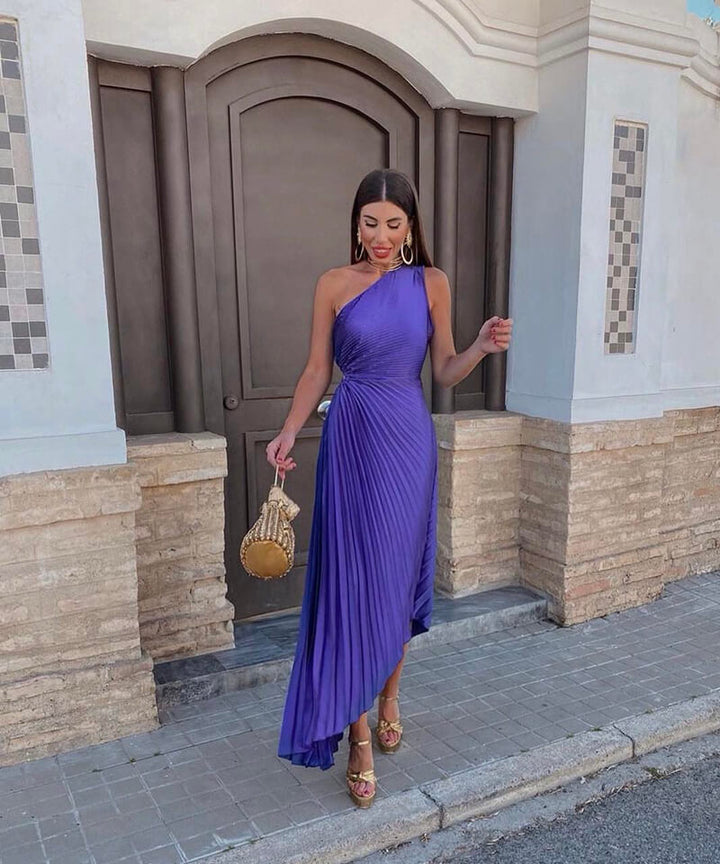 Peony™ | Women's Wedding Guest One Shoulder Asymmetric Midi Dress Evening