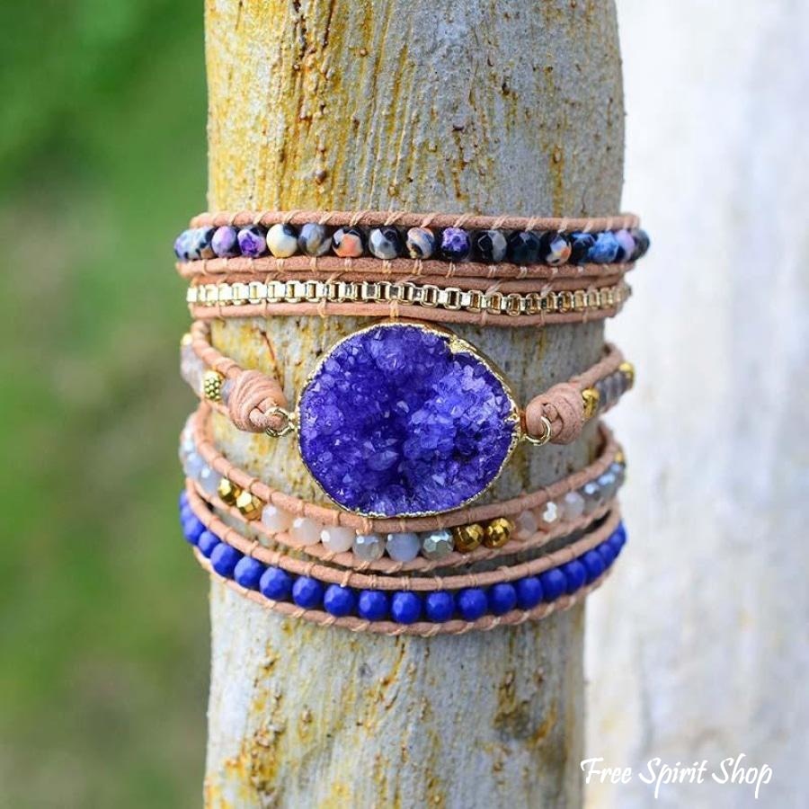 Sandra | Handmade Blue Druzy Beaded Wrap