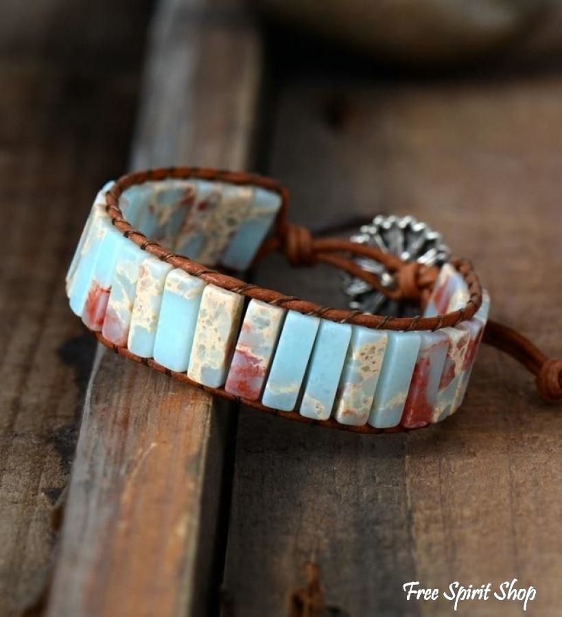 Sienna | Handmade Blue Shoushan Stone Leather