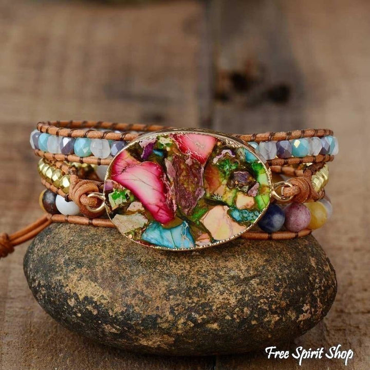 Beatrice | Handmade Color Splash Jasper Wrap