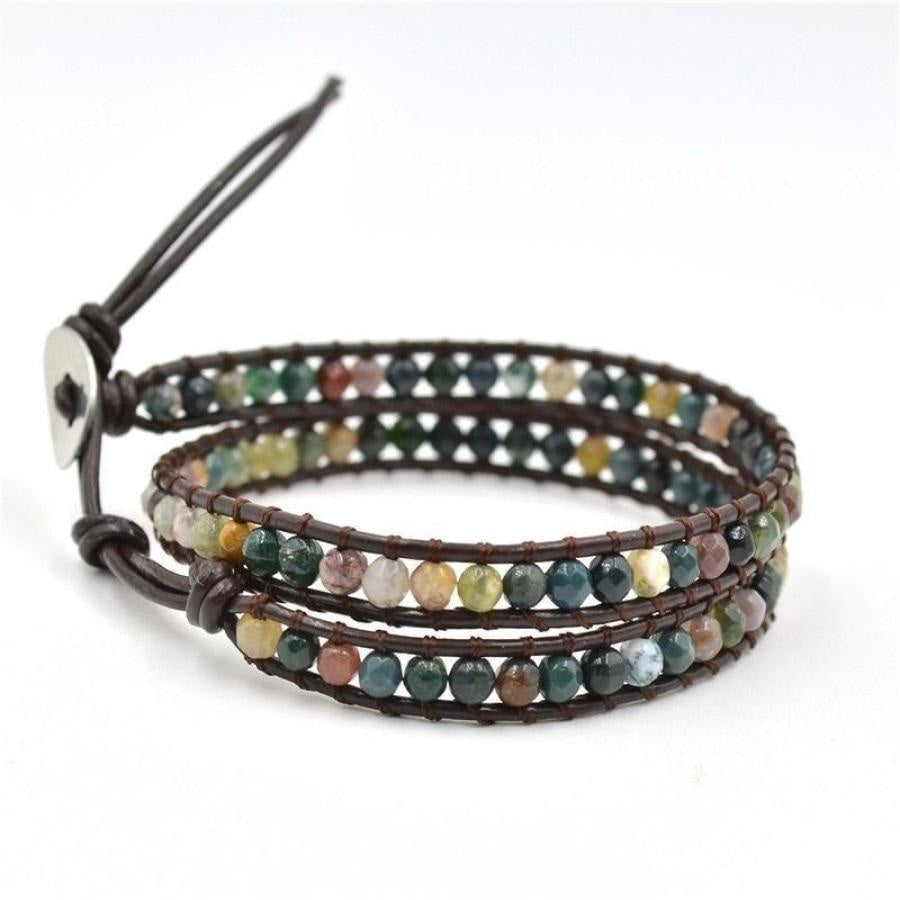 Sally | Handmade Indian Agate Leather Wrap