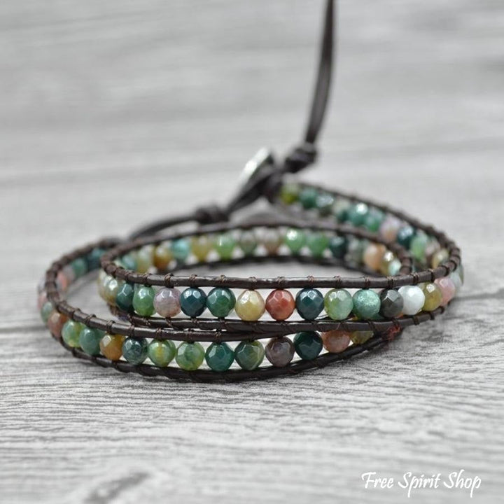 Sally | Handmade Indian Agate Leather Wrap