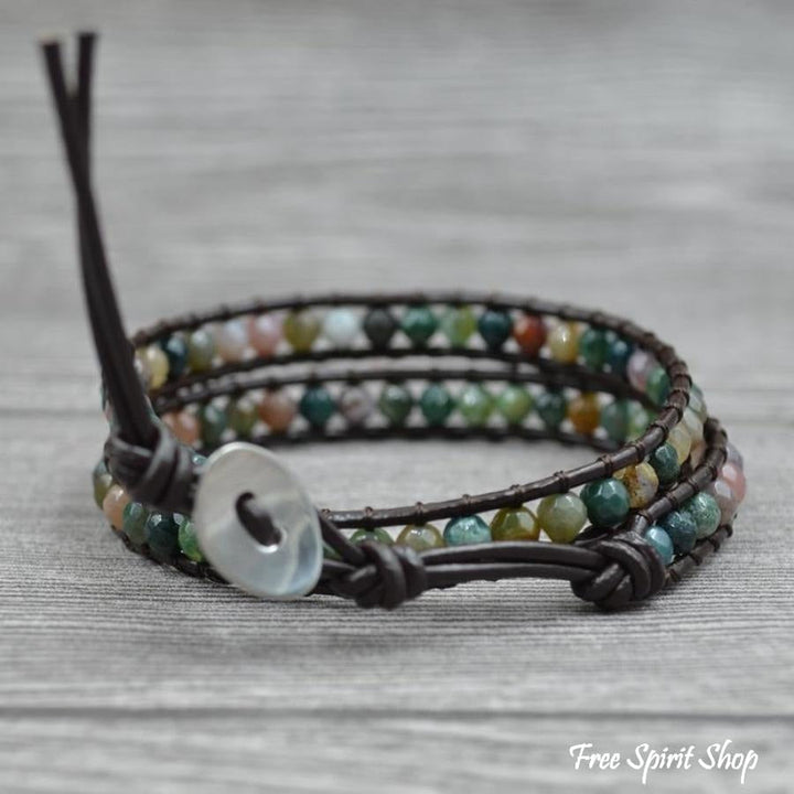 Sally | Handmade Indian Agate Leather Wrap