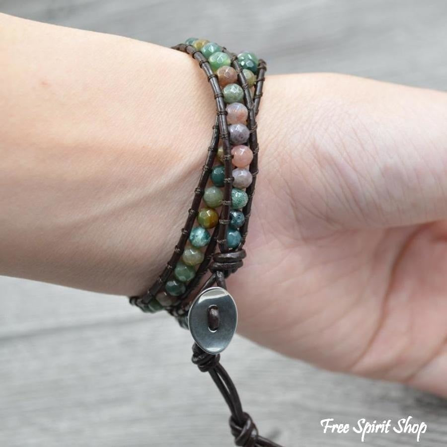 Sally | Handmade Indian Agate Leather Wrap