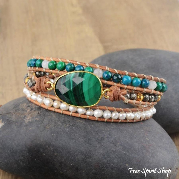 Hazel | Handmade Malachite Chrysocolla & Pearl