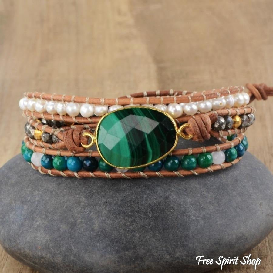 Hazel | Handmade Malachite Chrysocolla & Pearl