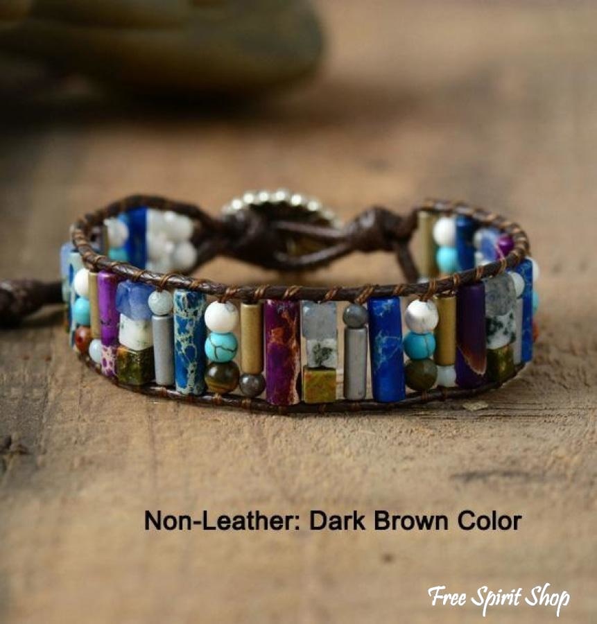 Sadie | Handmade Natural Gemstone Sunflower Leather
