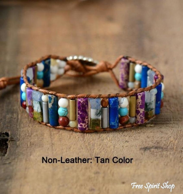 Sadie | Handmade Natural Gemstone Sunflower Leather