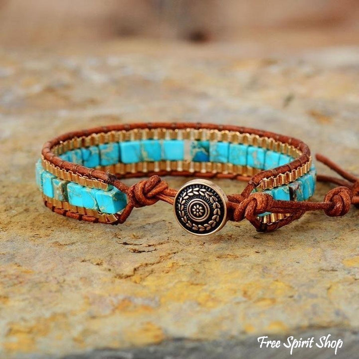 Wren | Handmade Turquoise Howlite Square Bead