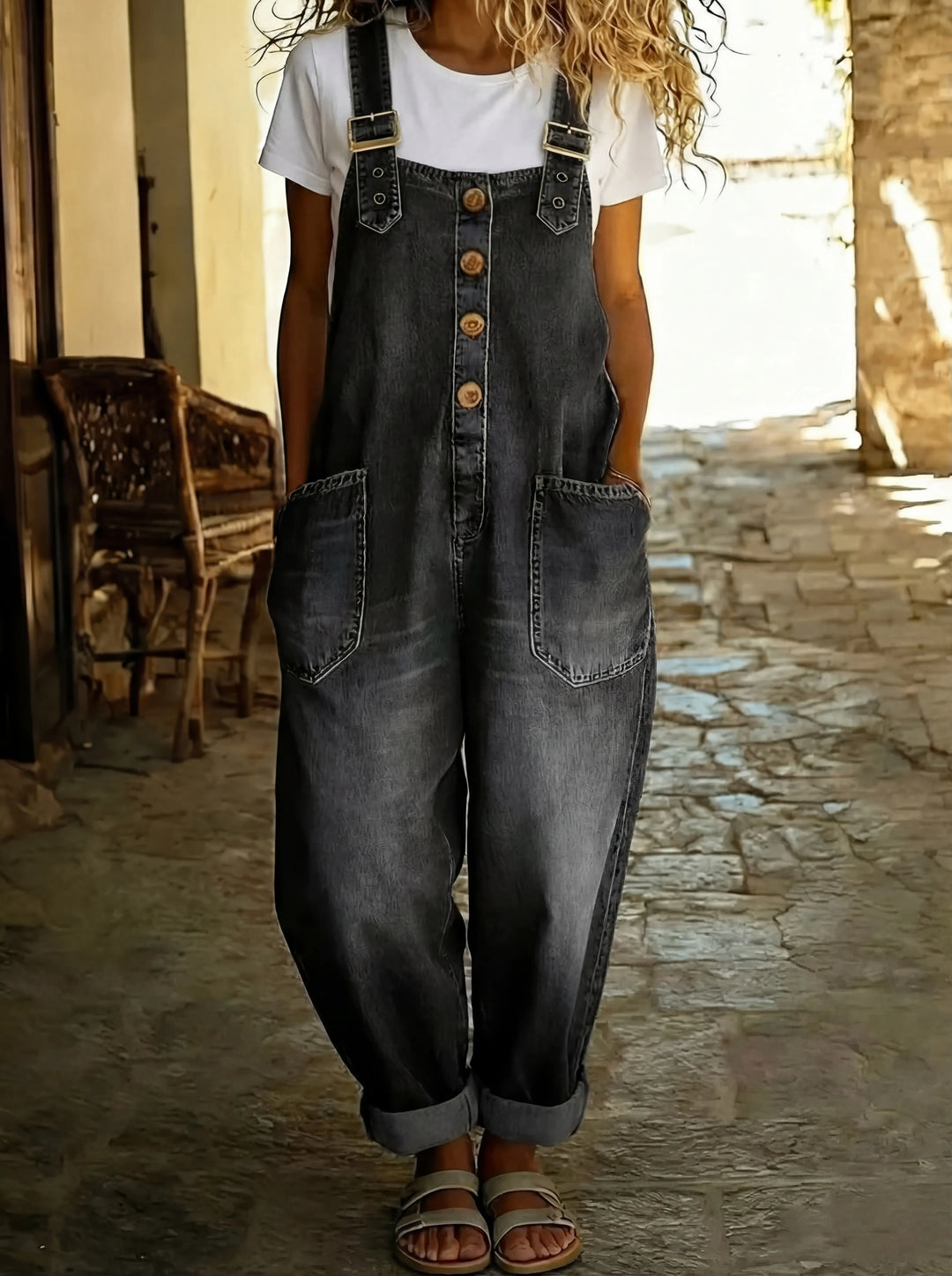 Juul | Denim Jumpsuit with Adjustable Straps