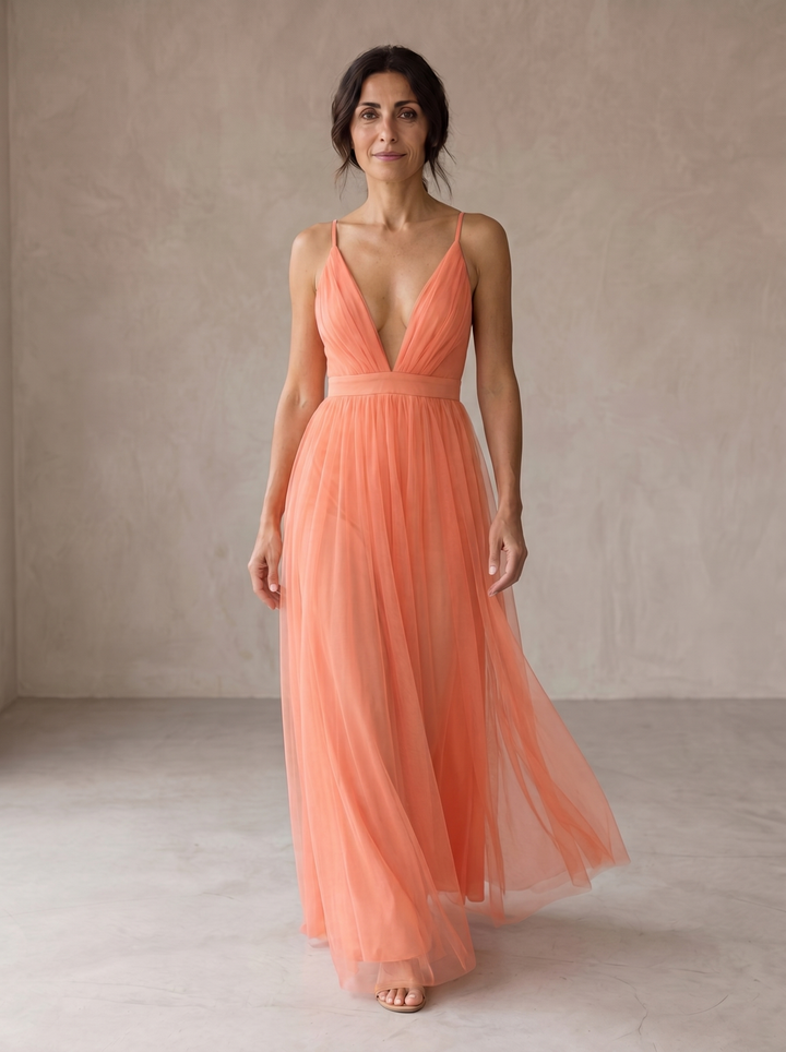 Charlotte | Coral Light Maxi Dress