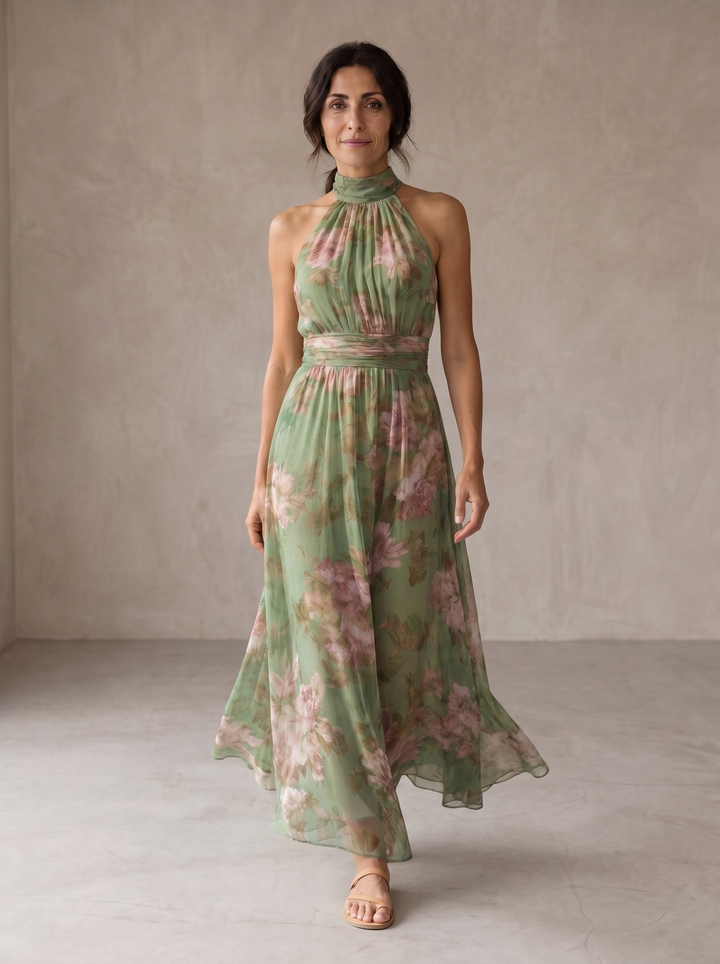Poppy | Floral Halter Maxi Dress