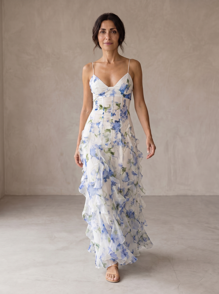 Tilly | Floral Midi Dress with Ruffles