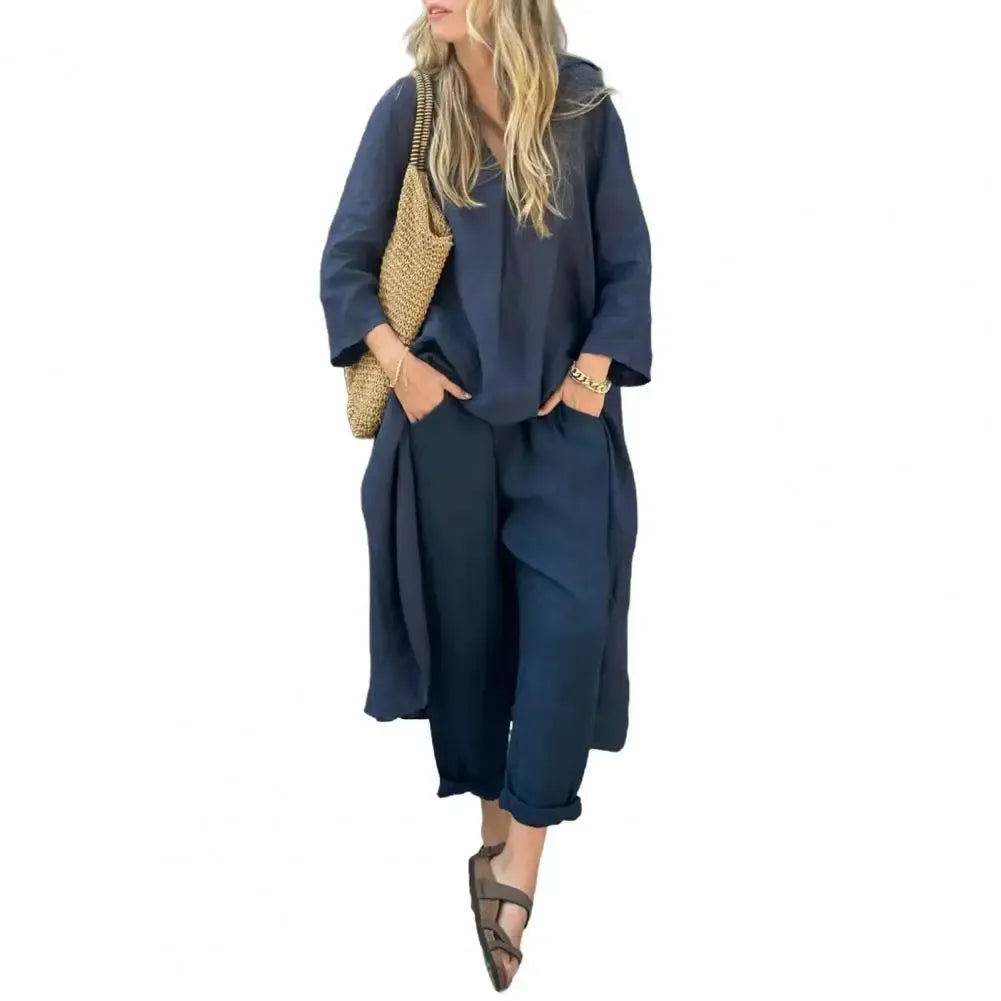 Lucia™ | Relaxed Long Vest and Wide-Leg Trousers Two-Piece Set