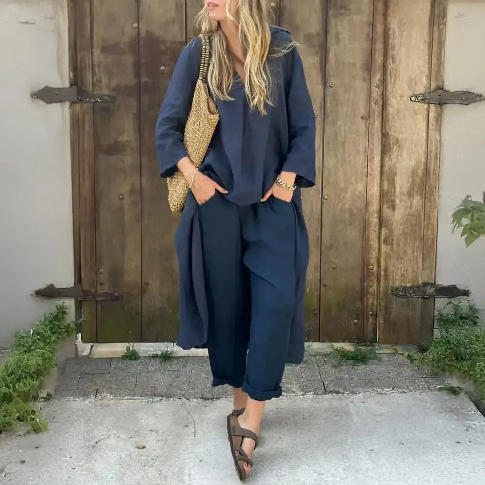 Lucia™ | Relaxed Long Vest and Wide-Leg Trousers Two-Piece Set