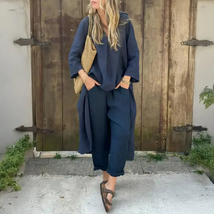 Lucia™ | Relaxed Long Vest and Wide-Leg Trousers Two-Piece Set