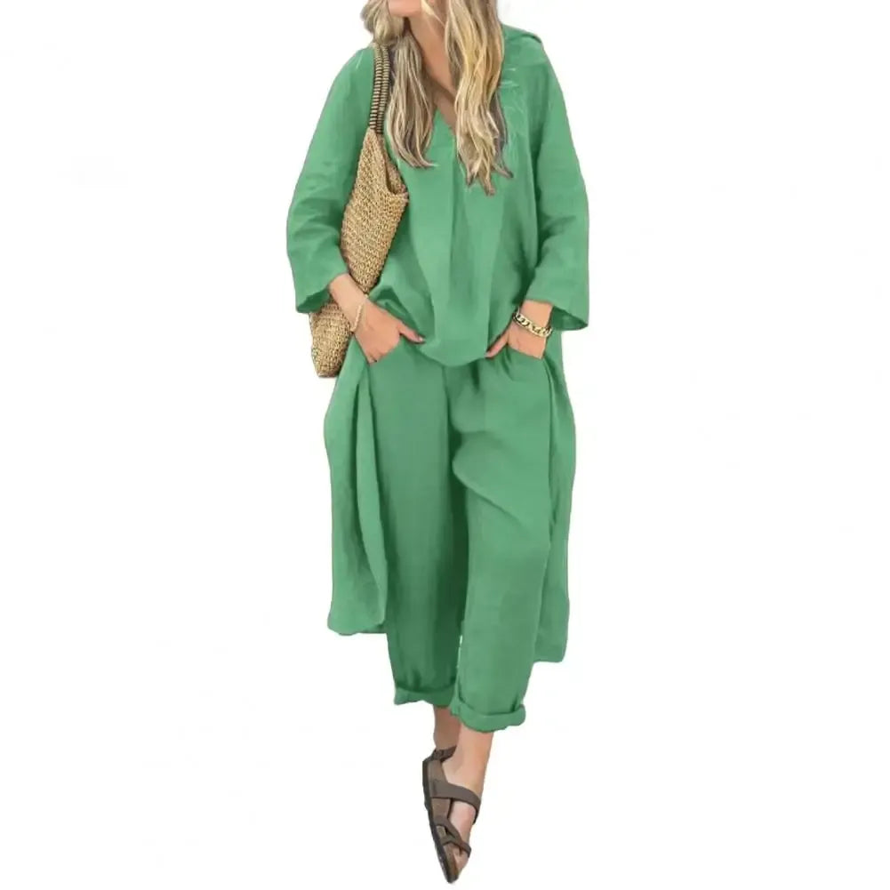 Lucia™ | Relaxed Long Vest and Wide-Leg Trousers Two-Piece Set
