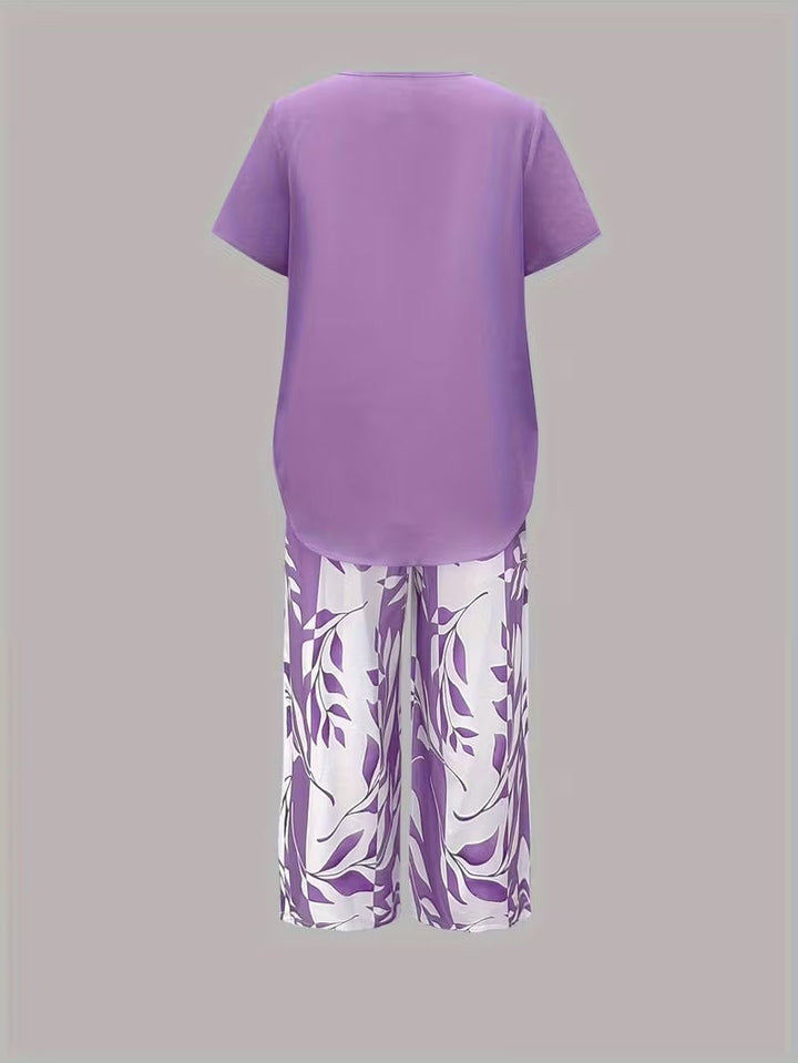 Avery™ | Casual Leaf Print Two Piece Set