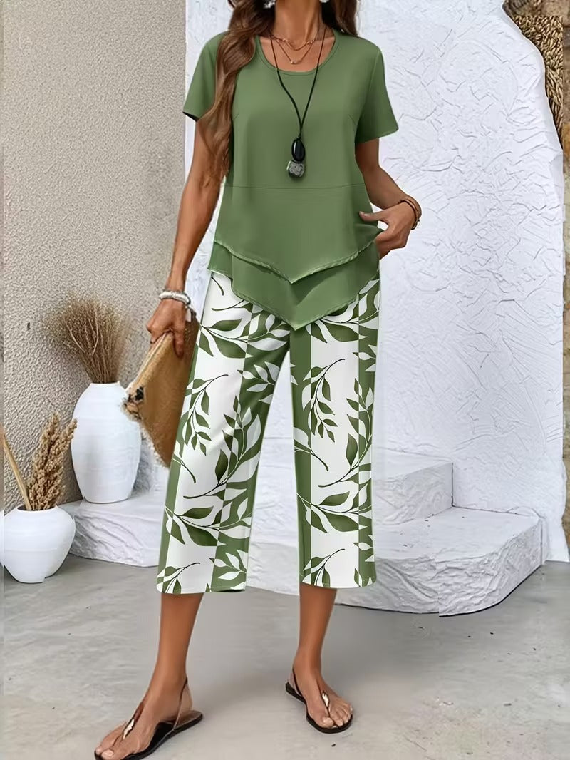 Avery™ | Casual Leaf Print Two Piece Set