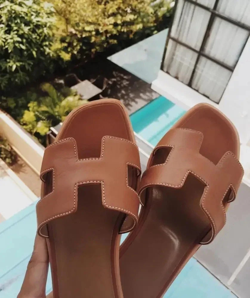 H Strap Leather Sandals For Everyday Comfort And Style