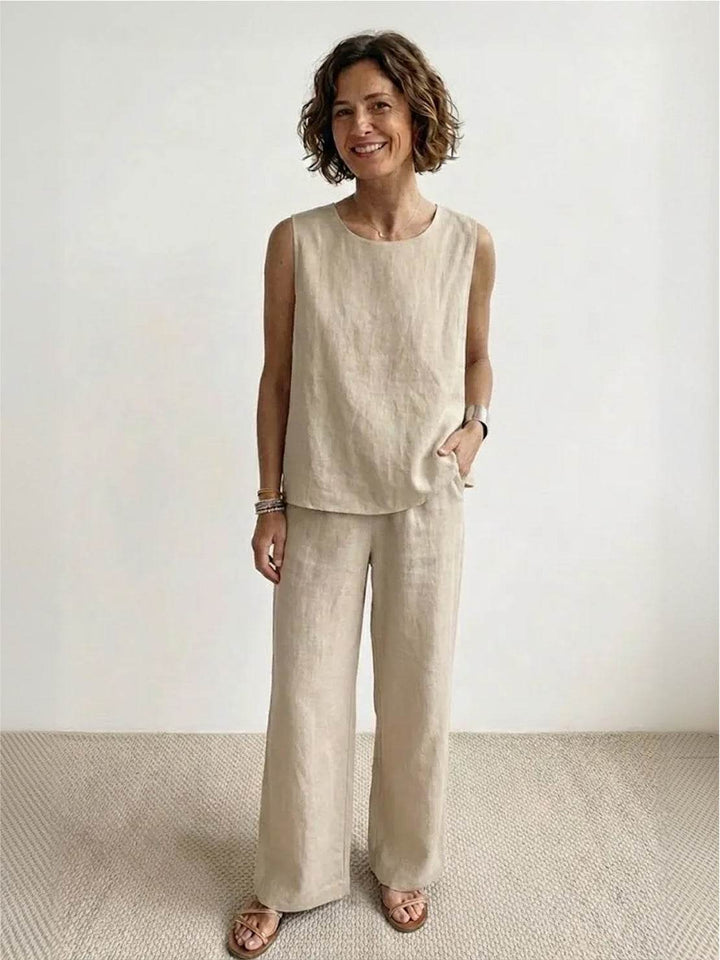 Olivia | Women's Sleeveless Tank Top and Wide-Leg Pants Set