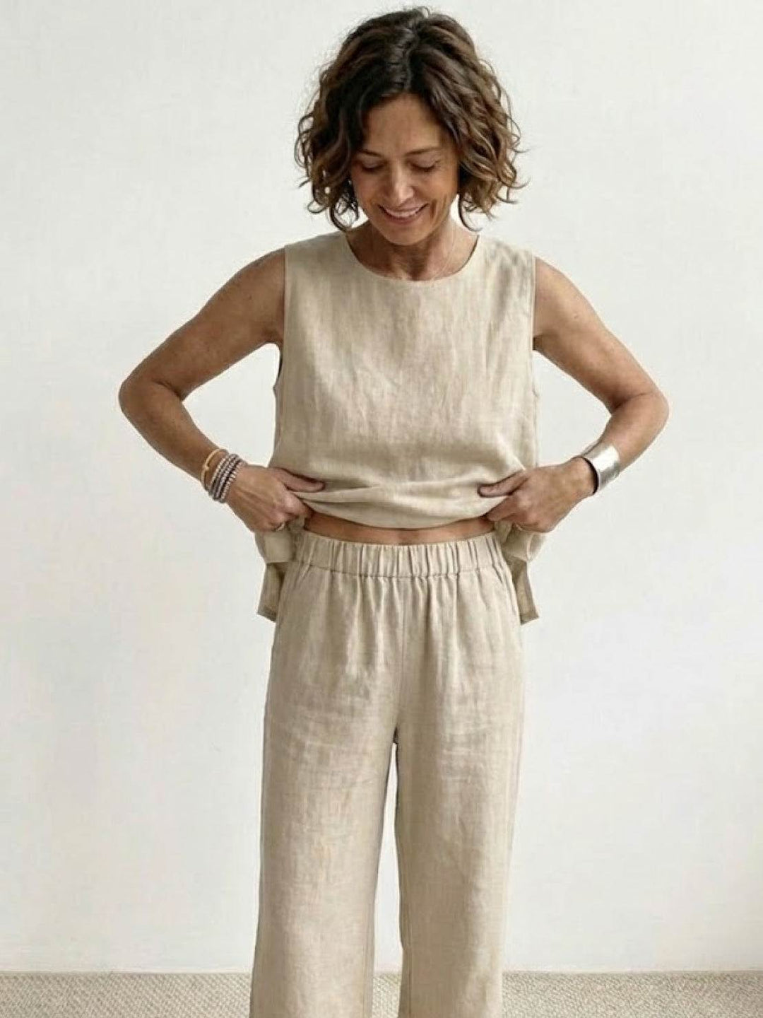 Olivia | Women's Sleeveless Tank Top and Wide-Leg Pants Set