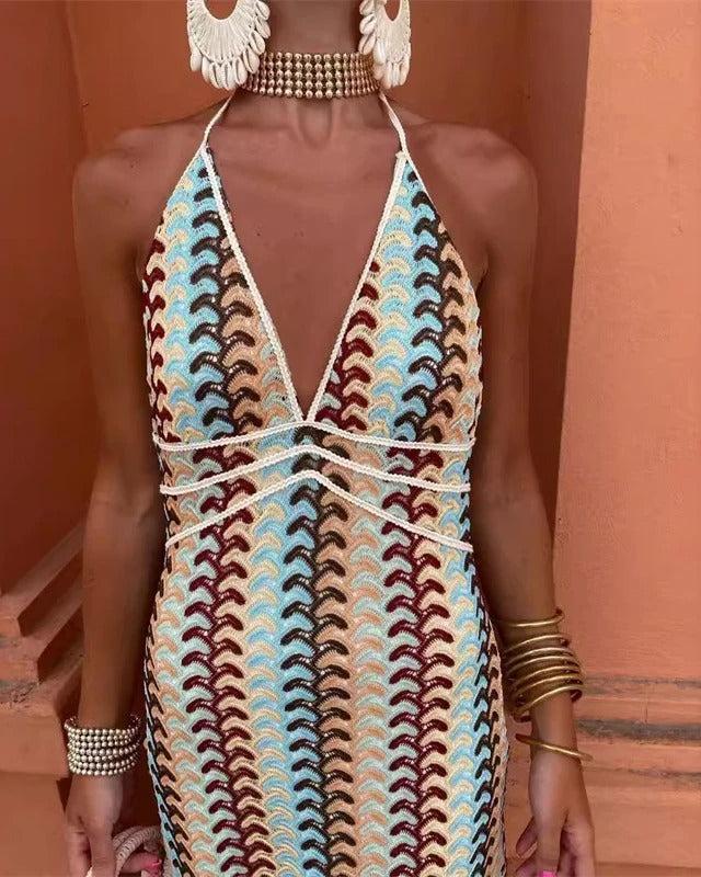 Iris™ | Women's Wedding Guest Crochet Draped Dress for Beach Wedding