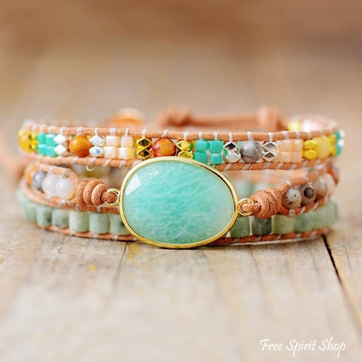 Faye | Amazonite & Agate Gemstone Wrap