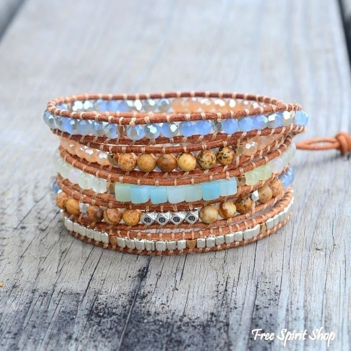 Kit | Amazonite & Jasper Leather Wrap