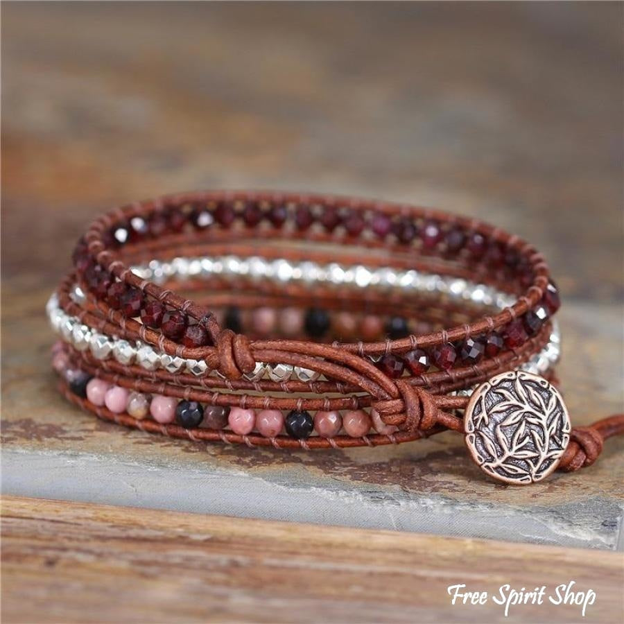 Vivienne | Garnet & Rhodonite Beaded Wrap