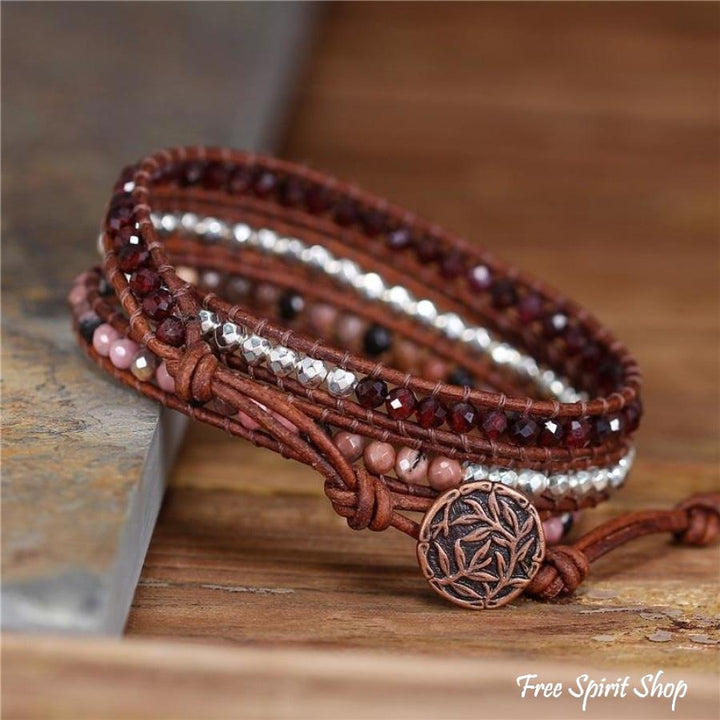 Vivienne | Garnet & Rhodonite Beaded Wrap